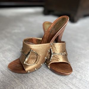Gucci wooden platform mules
